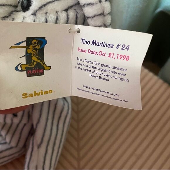 Bamm Beano's Stuffed Bears 24 Martinez & 33 Wells with Tags 1998 Striped White - Picture 6 of 13